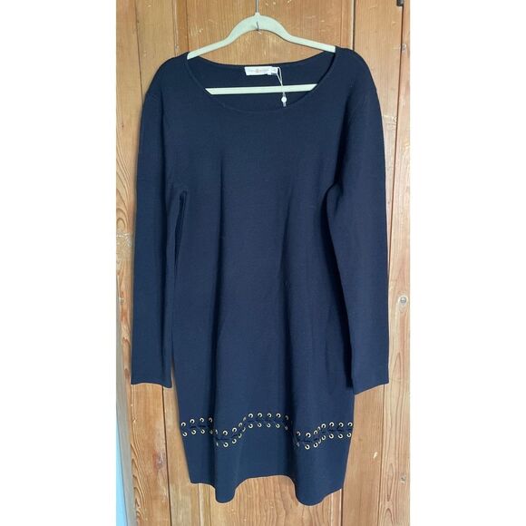 Tory Burch Harley black laced long sleeve wool sweater dress NWT - Picture 2 of 10